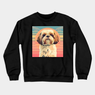 70s Shih Tzu Vibes: Pastel Pup Parade Crewneck Sweatshirt